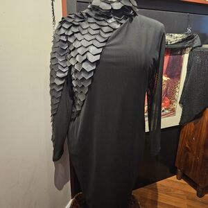 Fashion Nova Black Long Sleeve Dress with Textured Detail